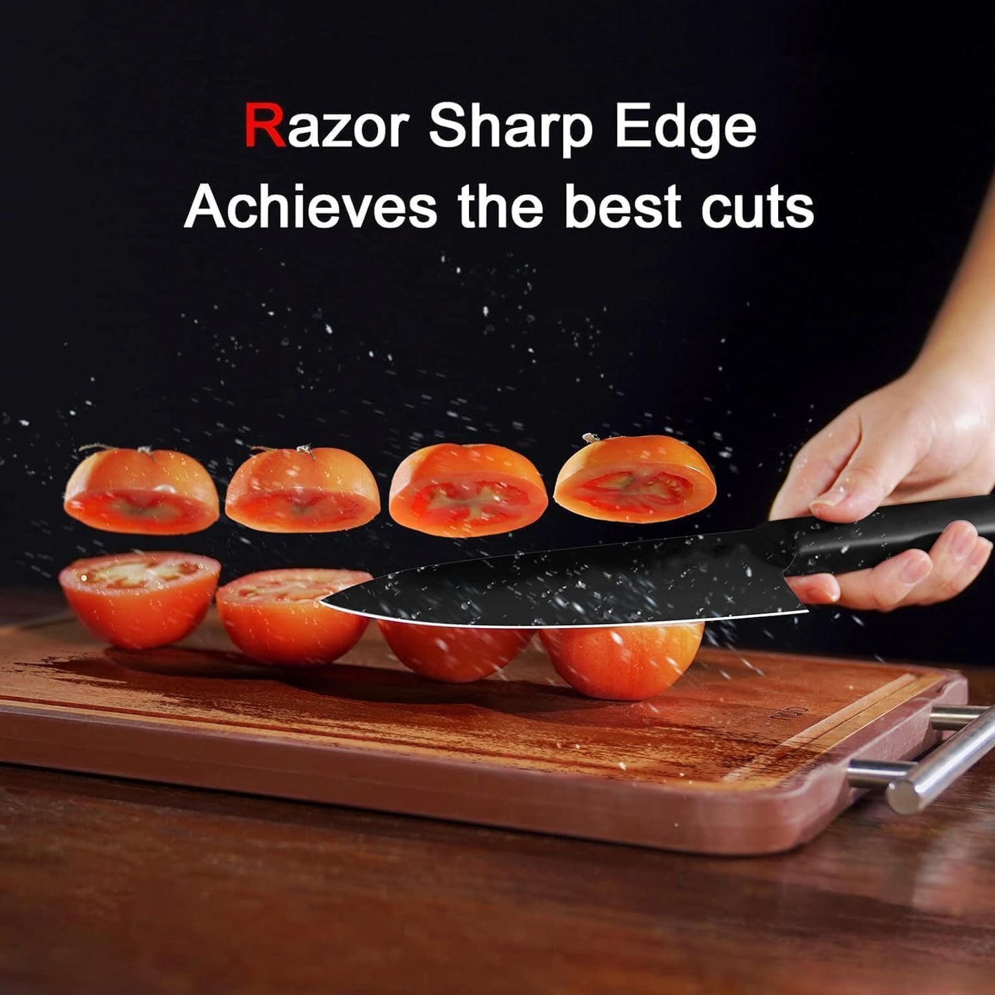 Stainless Steel Professional Kitchen Knife Set, 3-Piece Meat and Chef's Knife with Non-Slip Handle, Manual Sharpening for Home and Restaurant Use