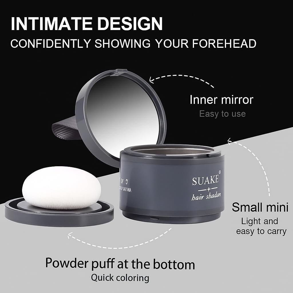 Hair Root Touch Up Powder for Thinning Hair | Instant Hair Loss Concealer & Scalp Shadow | Grey Hair Coverage Powder Waterproof & Sweat Resistant | Black Hair (4 Gm)