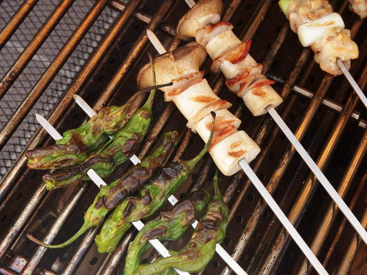 Barbecue Skewers – Pack of 12 Stainless Steel Tandoor Sticks | 13-Inch Strong Steel-Coated Grill Sticks for BBQ, Kebabs, and Grilling
