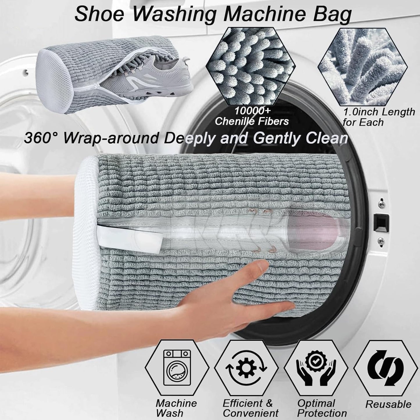 Shoe Washing Bag for Washing Machine | Shoe Laundry Bag for Sneakers and Sports Shoes | Reusable Mesh Shoe Wash Bag with Zipper