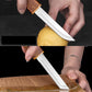 Mini Kantana Knife Set with Cover Dual Blade Stainless Steel Utility Knives Wood Color Plastic Handle for Kitchen Fruit Cutting Camping Trekking Outdoor Travel Everyday Carry Tool