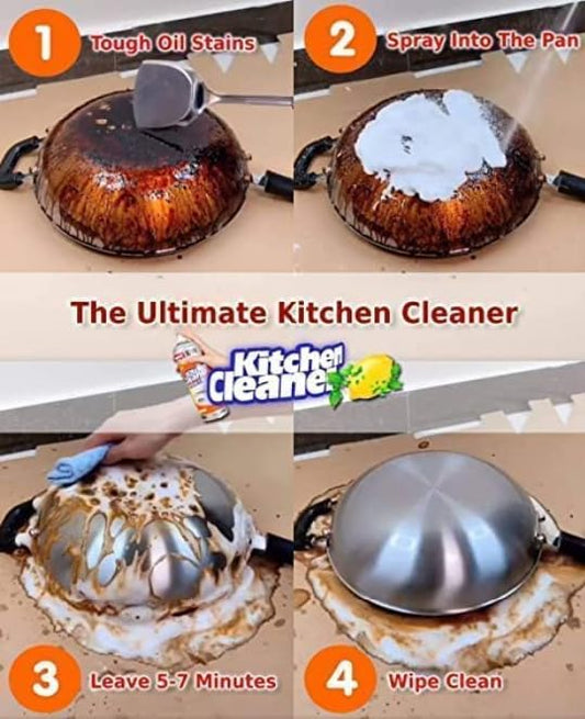 Multipurpose Bubble Foam Cleaner Kitchen Cleaner Spray Oil & Grease Stain Remover Chimney Cleaner Spray Bubble Cleaner All Purpose Foam Degreaser Spray