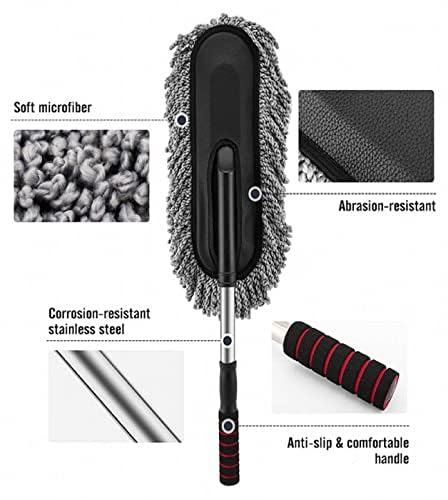 Car Duster Microfiber Brush Wax-Coated | Shine & Dust Removal Cleaning Brush | Wax-Coated Duster for Cars