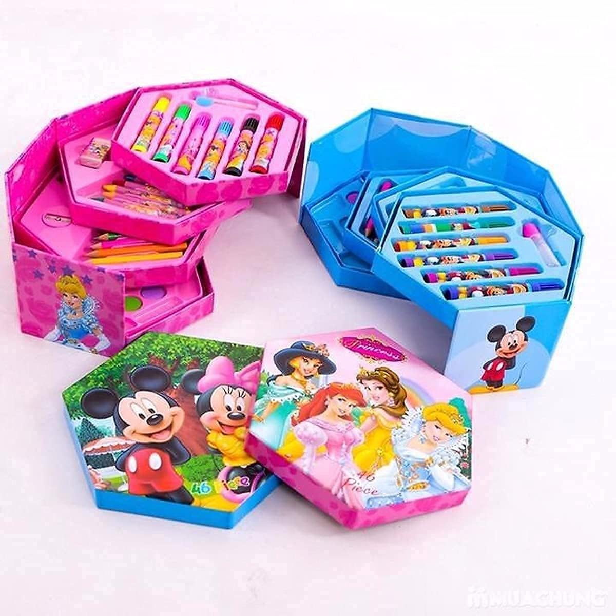 AMIRATE Colors Box Color Pencil,Crayons, Water Color, Sketch Pens Set of 46 Pieces (Color & Design for Kids)(Pack of 1) MULTY COLOR- blue & pink