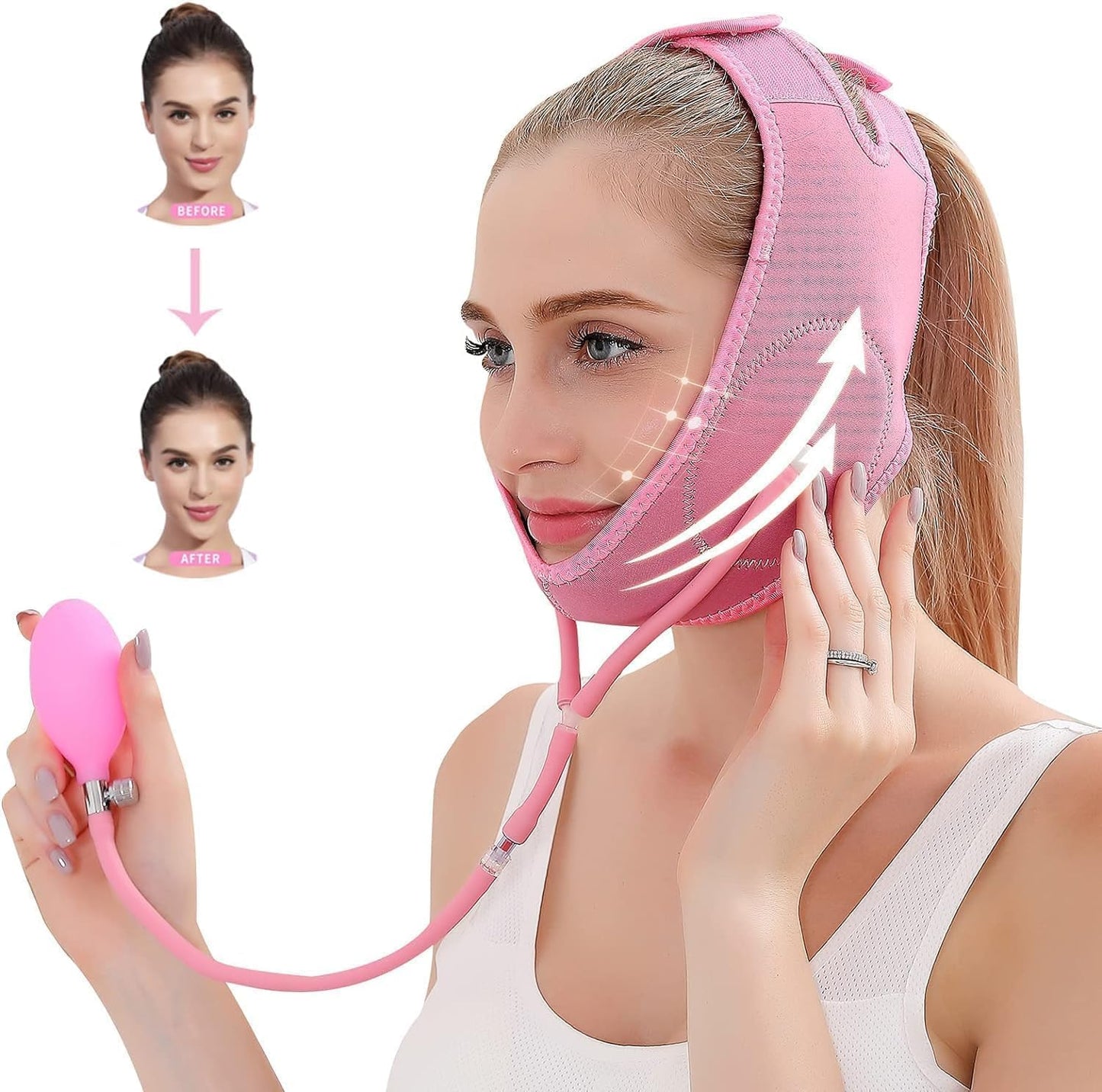 Cozron Silicone V Face Mask, Face Lift Up Belt for Facial Slimming, Chin & Cheek Slimming Bandage Mask, Double Chin Fat Reducer, Skin Tightening for Women & Men (MultiColour)