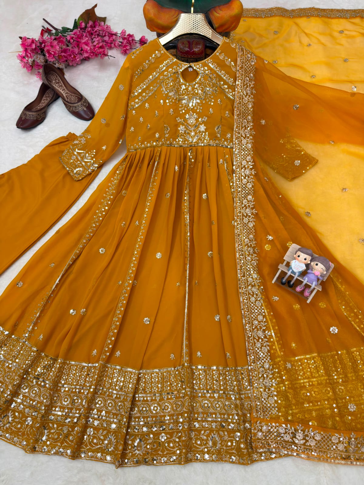 LAUNCHING NEW RED , RAMA , YELLOW DESIGNER ANARKALI GOWN ENHANCE THE BEAUTY OF YOUR WARDROBE WITH THIS NEWLY LAUNCHED ANARKALI GOWN SET