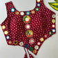 presenting new Navratri concept blouse with real hand mirror work*  Design name :- Navratri :21   FABRIC:-- Pure Georgette Bandhani with heavy mirror work