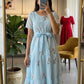 Celebrate this joy of dressing in the best way  Here presenting you a beautiful and comfortable maxi for the upcoming season with beautiful Flowers All Over  And Beautiful Neckline and Slevees Pattern