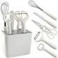 Stainless Steel 6-Piece Kitchen Gadgets Set, Kitchen Scissors, Kitchen Utensils Set with Holder, Paring Knife, Whisk, Bottle Opener, Peeler- Anti-Slip Handle, Decorative Base