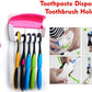 Wall Mounted Plastic Dust Proof Automatic Toothpaste Dispenser and 5 Toothbrush Holder with Cover Multicolor