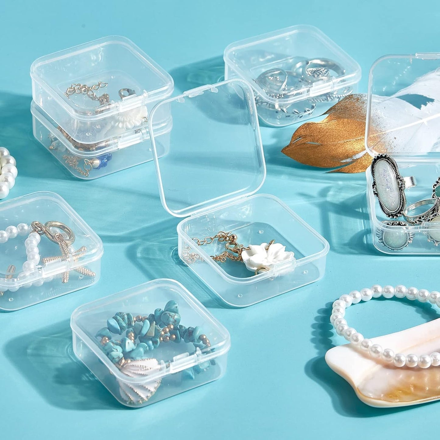 small plastic storage box 1 big storage box and 14 small inner boxes cases with lids clear craft supply cases for jewelry, beads, screws, pills, diy storage & travel accessories