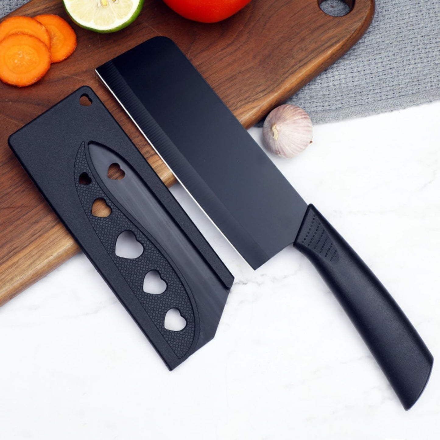 Stainless Steel Professional Kitchen Knife Set, 3-Piece Meat and Chef's Knife with Non-Slip Handle, Manual Sharpening for Home and Restaurant Use