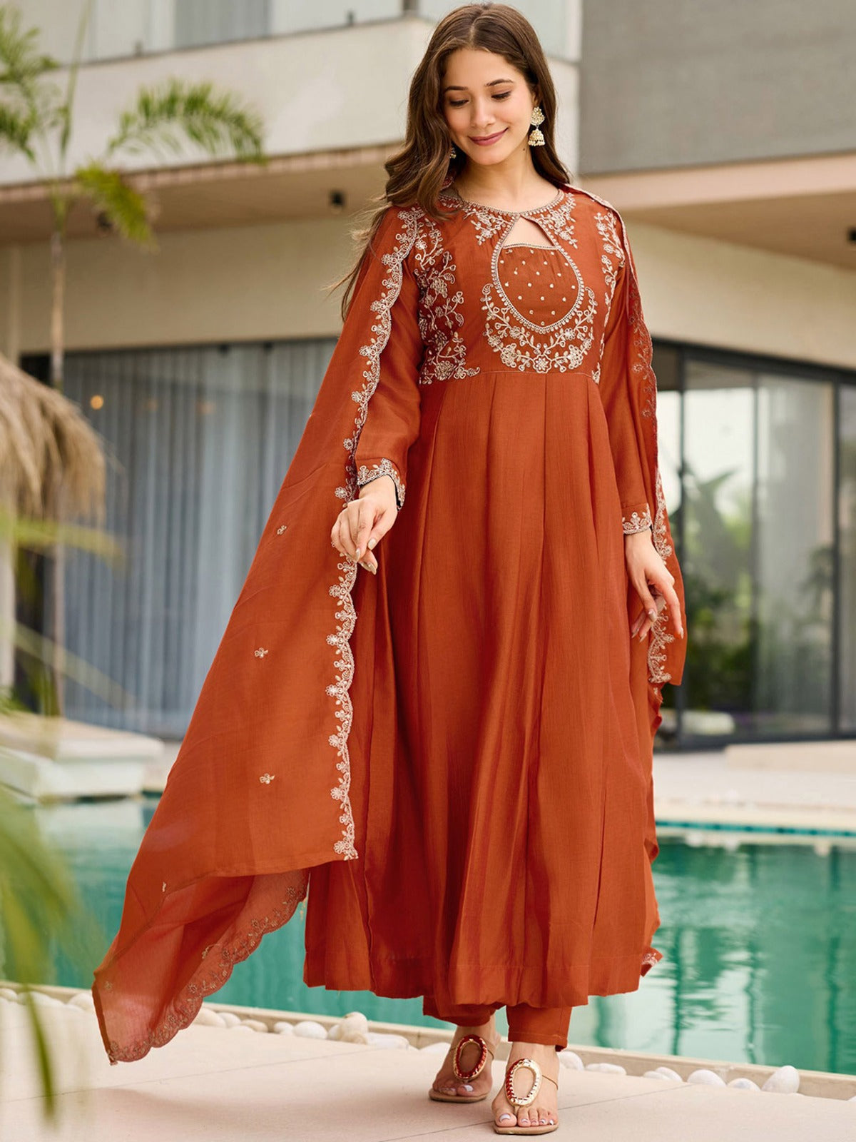 Presenting New NK Series High Quality   Top Fabric: VICHITRA  Work: Embroidered Work  Neck: Round Neck