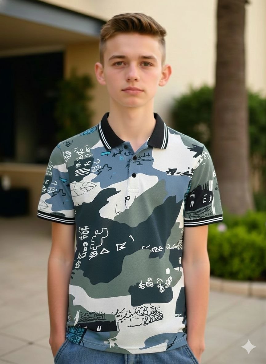T-SHIRT  :-   TITLE:- Boys Polo T-Shirt with Ribbed Collar,Boys Short Sleeve Polo Neck T-Shirt,Boys Casual Polo T-Shirt,Boys Regular Fit Polo T-Shirt,Boys Printed Polo T-Shirt