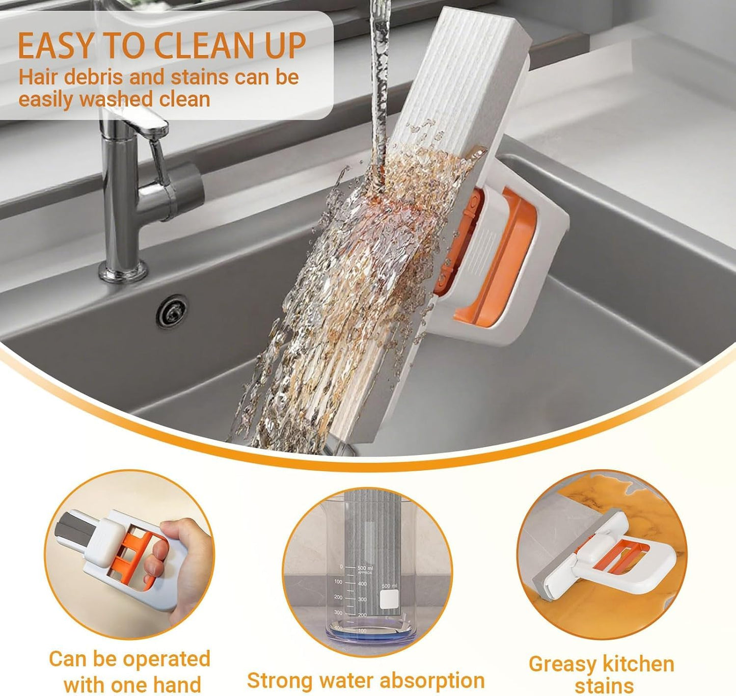 1 Pcs Mini Foldable Desktop Mop for Kitchen – Self‑Squeeze Sponge Mop for Wet & Dry Use (2025) – Portable Cleaning Tool for Small Spaces – Kitchen, Bathroom, Glass, Living Room
