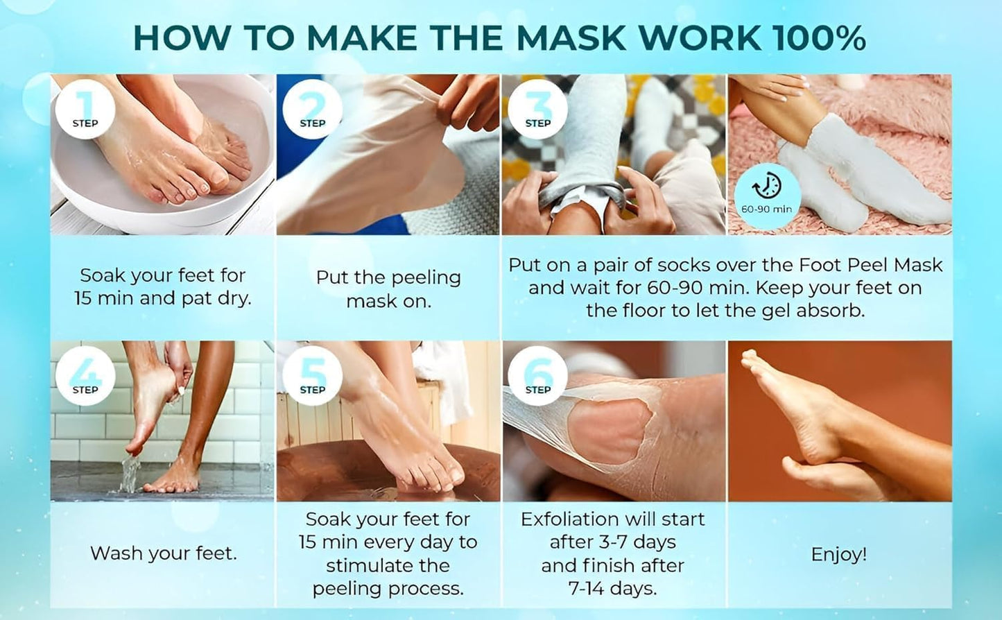 Foot Peeling Mask (1 Pair), Korean Peeling & Exfoliating | Deep Exfoliation with Glycolic Acid, Removes Dead Skin, Cruelty-Free, Foot Peel Off Mask (1 Pair Foots Masks - Lavender)