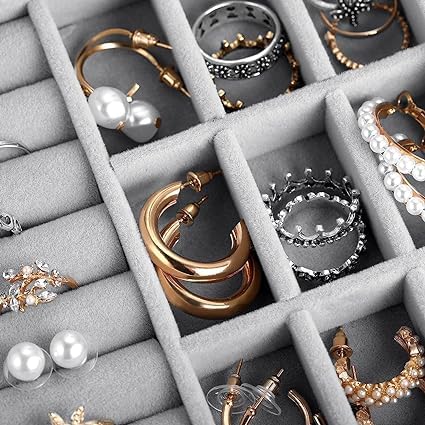NVF Jewellery Box for Women | Velvet Clear Lid Jewelry Organizer | Ring Earring Bracelets Jewelry Storage Case | Rings Storage Clear Acrylic Jewellery Box Earring Holder