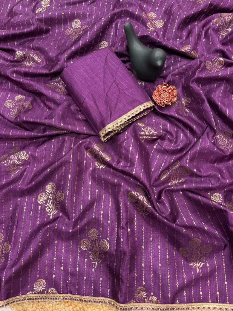 New arrivals   Embellished with Foil Print & Fancy Sequence Zari Border Lace