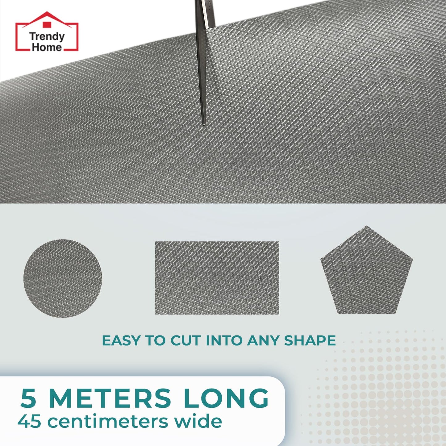 Senego by Trendy Home Anti-Slip Mat for Kitchen (45 cm x 5 m), Food Grade & Washable, Mat for Fridge, Shelves, Cupboards, EVA Shelf Liner Sheet for Drawers & Wardrobe