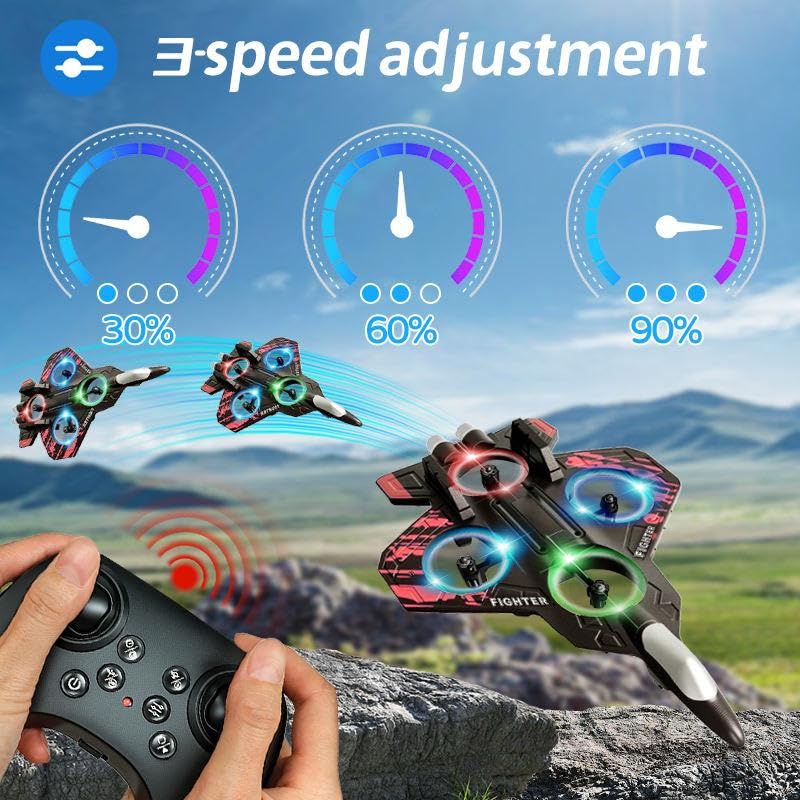 Remote Control Fighter Plane Toy for Kids | RC Jet Aircraft with Lightning Effect Lights | Easy Control Flying Toy Plane | Durable Design | Battery Powered Remote Plane Gift for Boys and Girl