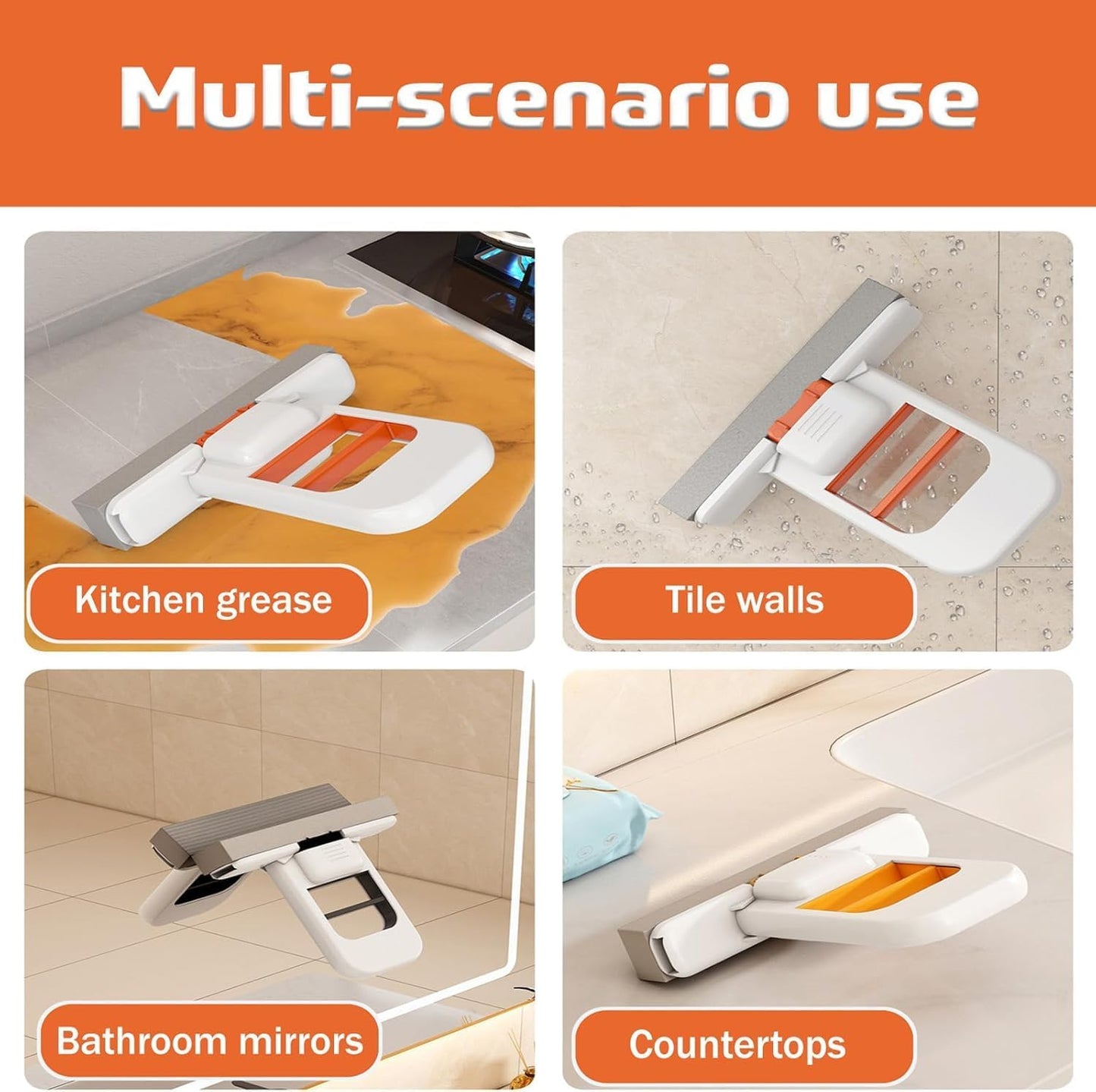 Mini Foldable Desktop Mop Portable Cleaning Sponge Mop Handheld Self Squeeze Cleaning Tool Wet and Dry Use System for Small Spaces Bathroom and Kitchen