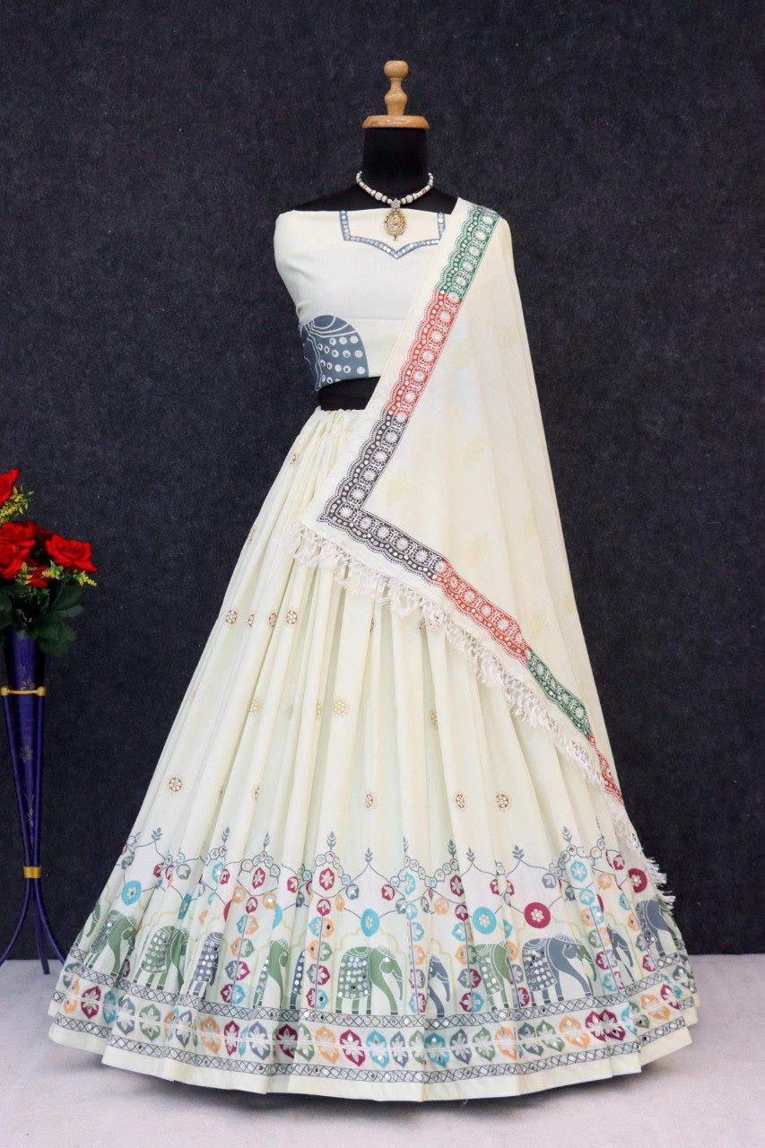 New Lounching Digital Print Muslin Cotton Lehenga Choli 💫.  VC SERIES:- 287  Lehenga(Semi-stitched) Lehenga Fabric : Muslin Cotton