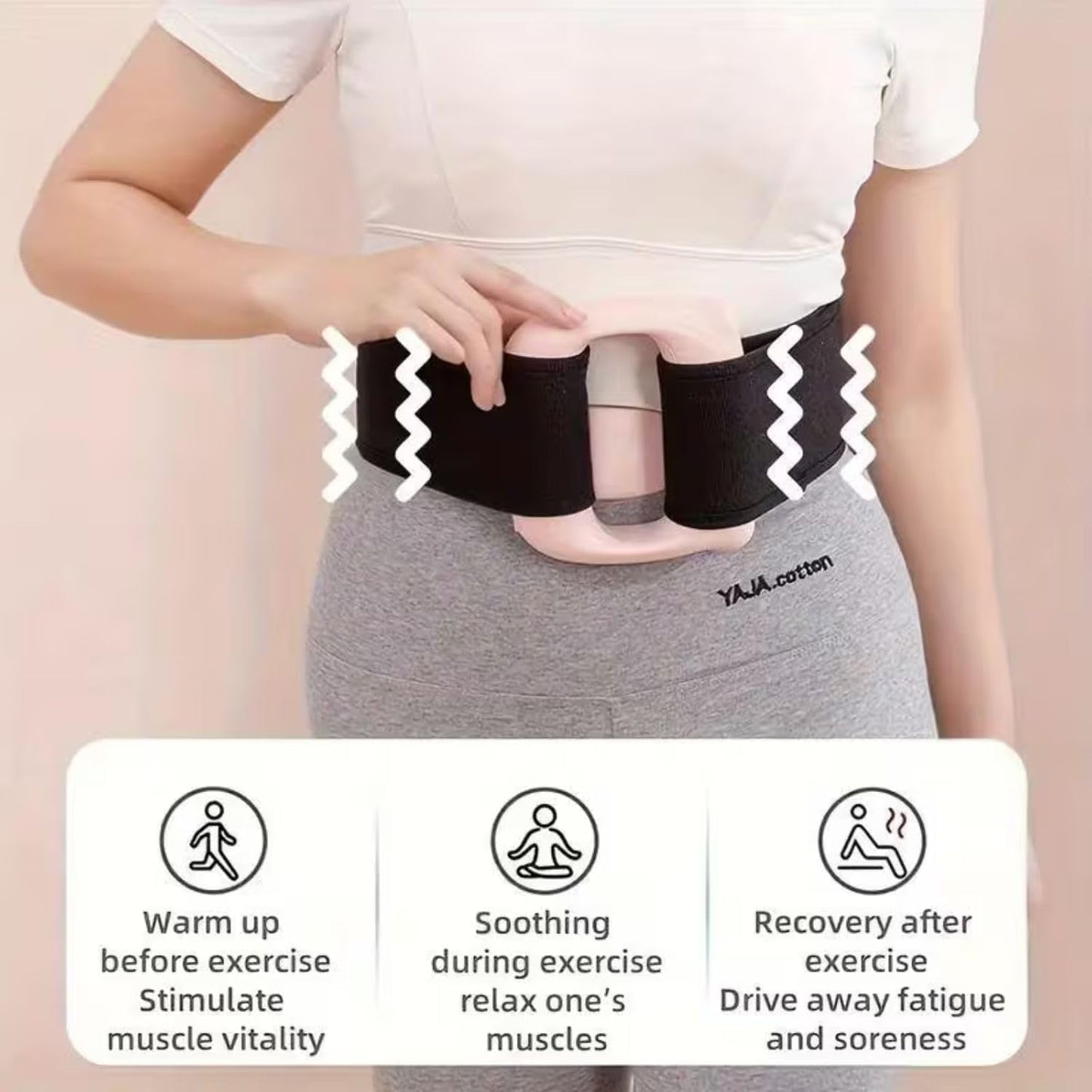 Massage Belt for Men and Women, Wireless Electric Fascia Ring with Heat Therapy, 3 Massage Modes, 5 Power Levels, LED Indicator and Adjustable Body Strap
