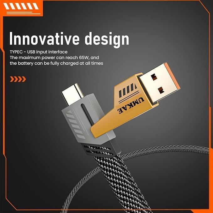 AlakhDM 4-In-1 Multifunctional 65W Fast Charging Cable With Metal Zinc Alloy Head, Tangle Free Flat Cable, USB A, Type C to C/Lighteni-ng, Fast Data SynC, Compatible with All SmartPhone