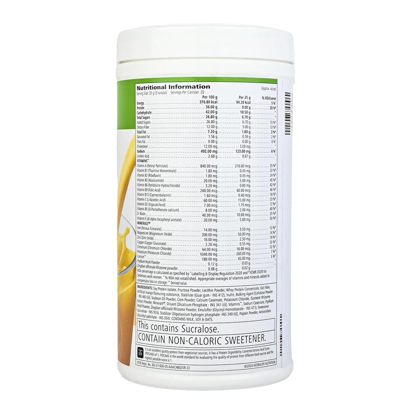Herbalife Formula 1 Shake for Weight Loss - 500 g (Mango)
