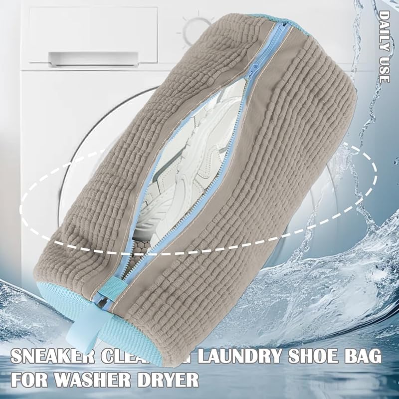 Glivary Shoe washing machine bag, Laundry shoe pouch for washer and dryer, Reusable and Durable Zipper Plush Washing Machine Bag for Sneakers, Delicates and Toys