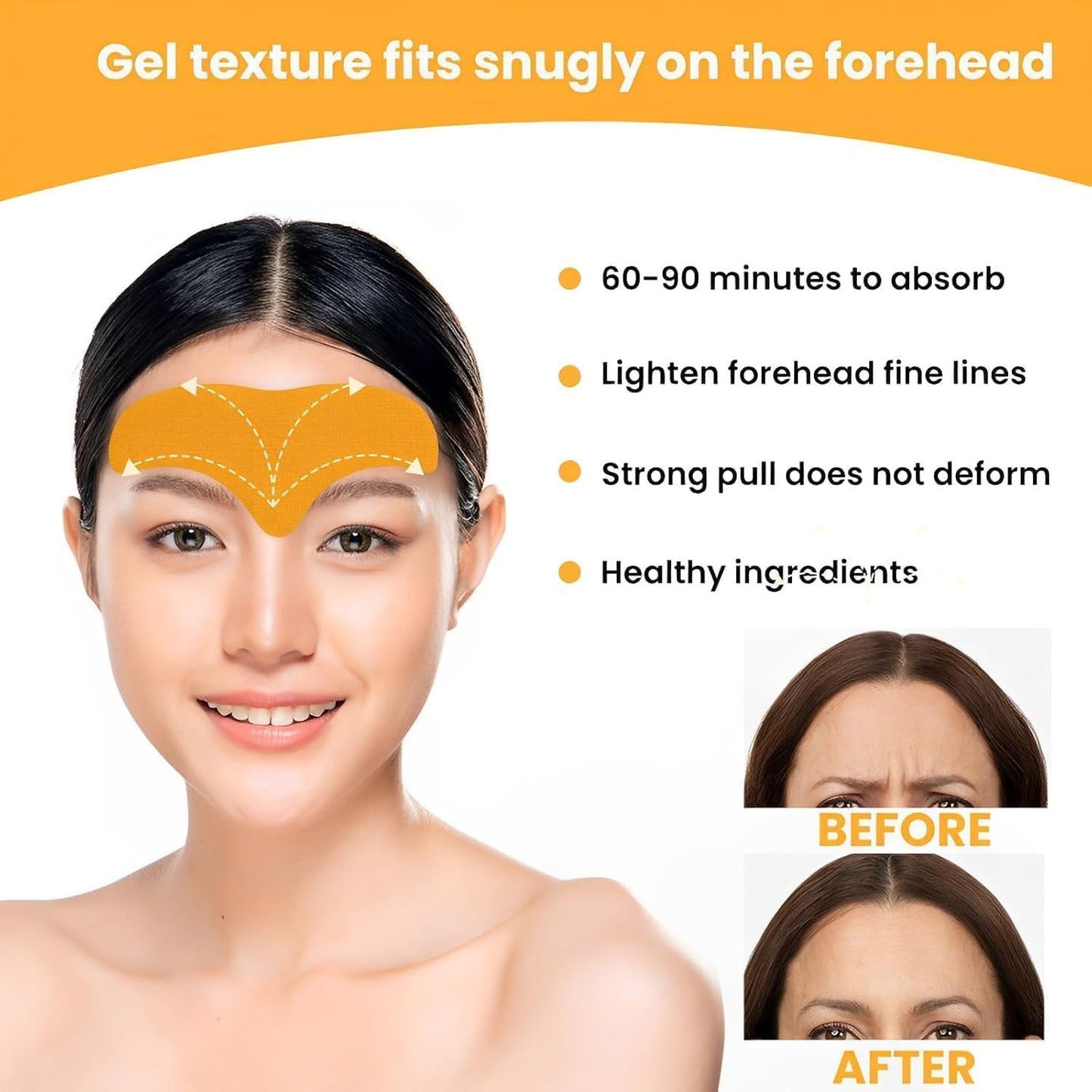 10 Pcs Forehead Wrinkle Patch Anti-Wrinkle Forehead Pads - Smooth Face Mask With Hydrolysed Collagen Face Treatment Multipurpose Anti-Aging Forehead Mask For Men & Women