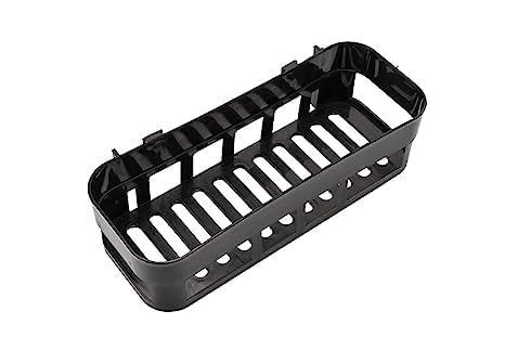 Plastic Self Adhesive Bathroom Shelf, Bathroom Organizer Shelf, Wall Mount Bathroom Accessories, Multipurpose Wall Holder Bathroom Storage Rack Box (Pack of 1) (Black)