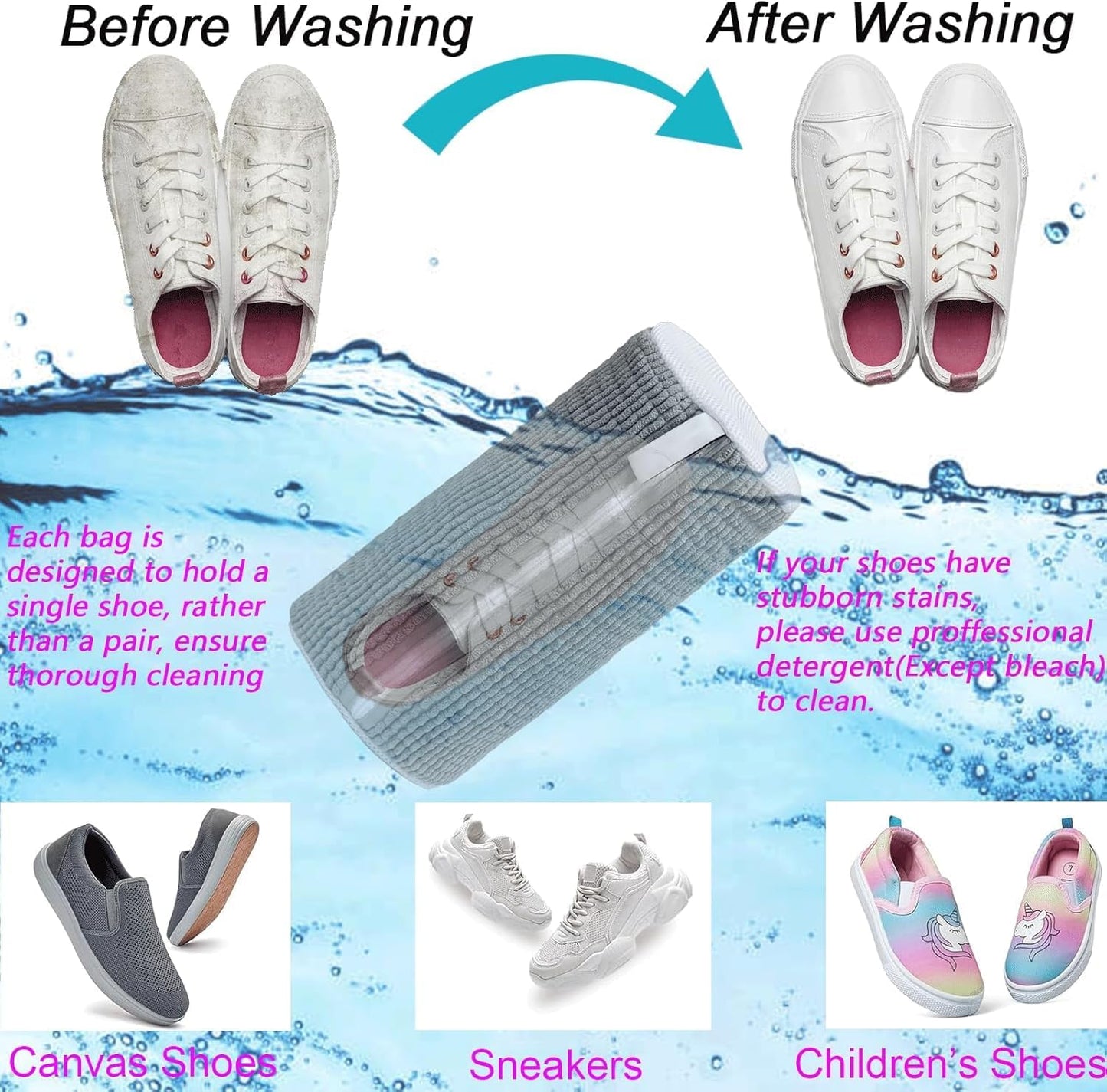 Shoe Washing Bag for Washing Machine | Shoe Laundry Bag for Sneakers and Sports Shoes | Reusable Mesh Shoe Wash Bag with Zipper