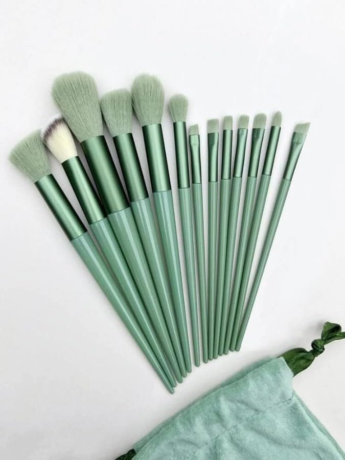 13-Piece Professional Makeup Brush Set with Funnel Bag – Premium Face & Eye Brushes for Foundation, Blending, Contouring, Eyeshadow – Travel-Friendly Cosmetic Tool Kit for Women & Girls
