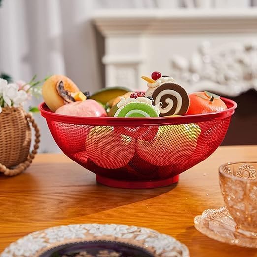 Apple Shape Net Fruits & Vegetables Basket for Kitchen | Fruit Basket with Net Cover for Protection | Fruit & Vegetable Storage Stand Basket | Decorative Kitchen Countertop Fruit Holder