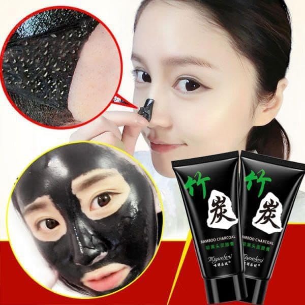 Bamboo Charcoal Black Peel Off Face Mask Activated Charcoal Anti Pollution Deep Cleansing Blackhead Removal Mask 60g 1.76 fl oz