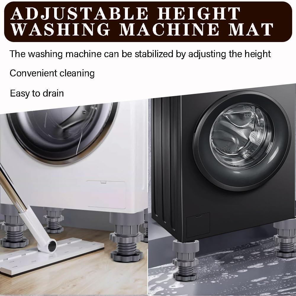 Furniture Leg Risers, Heavy Duty Gray Plastic Adjustable Bed Lifts, Set of 4 Stackable Elevators for Tables and Chairs Whit Anti Vibration Pads for Washing Machine Stand Foot