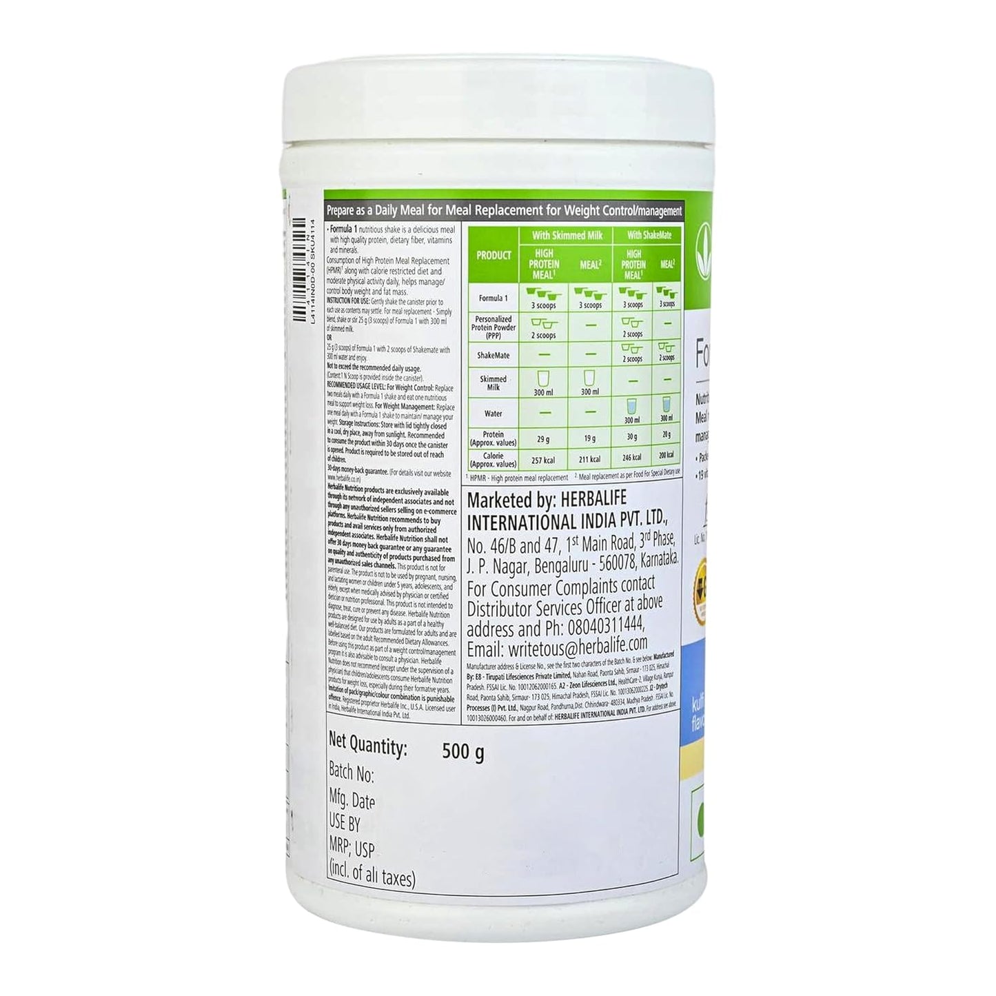 Herbalife Formula 1 Nutrition Shake Mix Kulfi Flavor 500 g