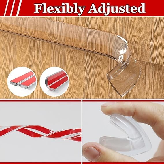 3 METAR Silicone Edge Protector Strip | Baby Proof Corner Safety for Sharp Edges | Adhesive Bumper Guard for Table, Furniture & Wall | Ideal for Home, Nursery & Office Use (3 METAR)