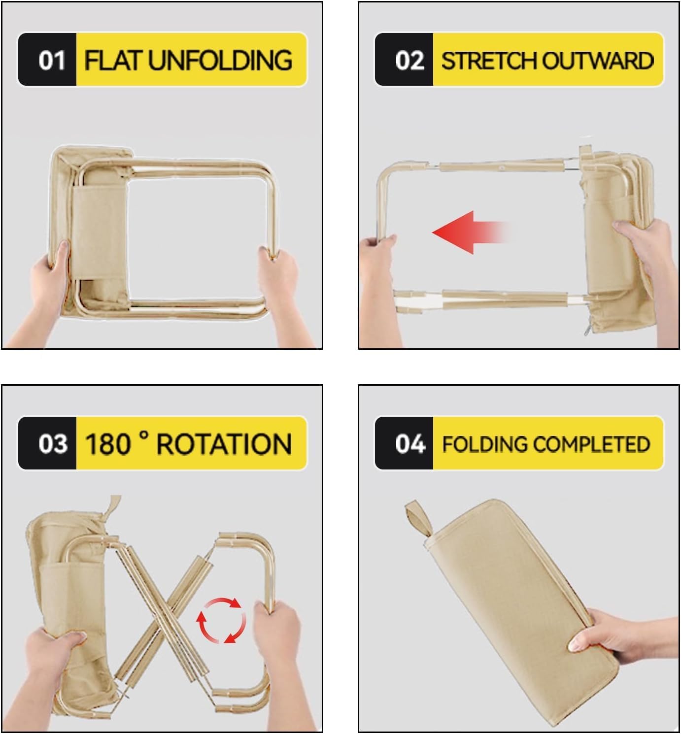 1 pcs Handbag Folding Stool, Zipper Bag Foldable Camping Chairs, Picnic Lightweight Folding Stool, Stability & Comfort Portable Camp Chairs for Beach, Backpacking