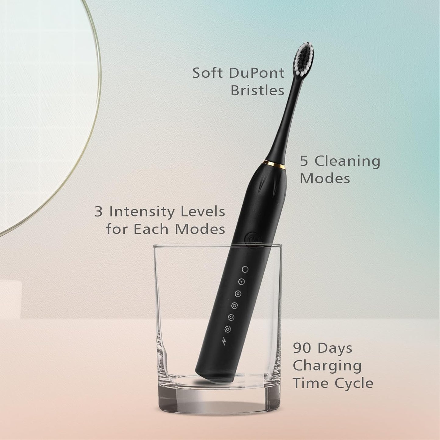 Sonic Electric Tooth Brush For Adults With 5 Modes, 4 Brush Heads & Rechargeable | Ultrasonic Tooth Brush IPX7 Waterproof Cleaning Toothbrushes Adults (Multicolor, Standard,