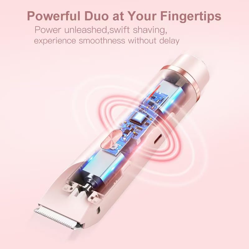 2025 New Bikini Trimmer for Women,Dermave Bikini Shaver,2-in-1 Electric Razors for Women (Pink)