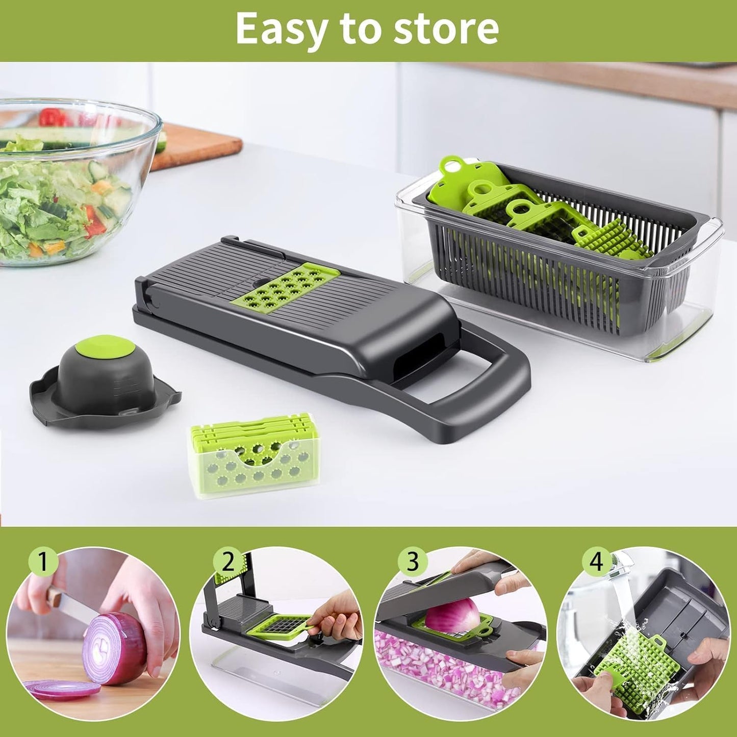 Vegetable Chopper Onion Chopper Multifunctional 14 in 1 Food Slicer Dicer Cutter Cheese Grater Home Essentials Kitchen Gadgets Veggie
