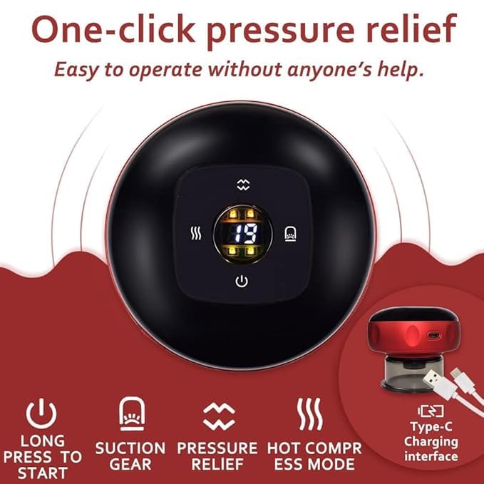 Massage House Electric Smart Shoulder, Back Cupping Device,Electric Vacuum Red Light Cupping Cups Therapy Professional Massager Kit, Helps To Reduce Muscle Pain, Swelling and Inflammation