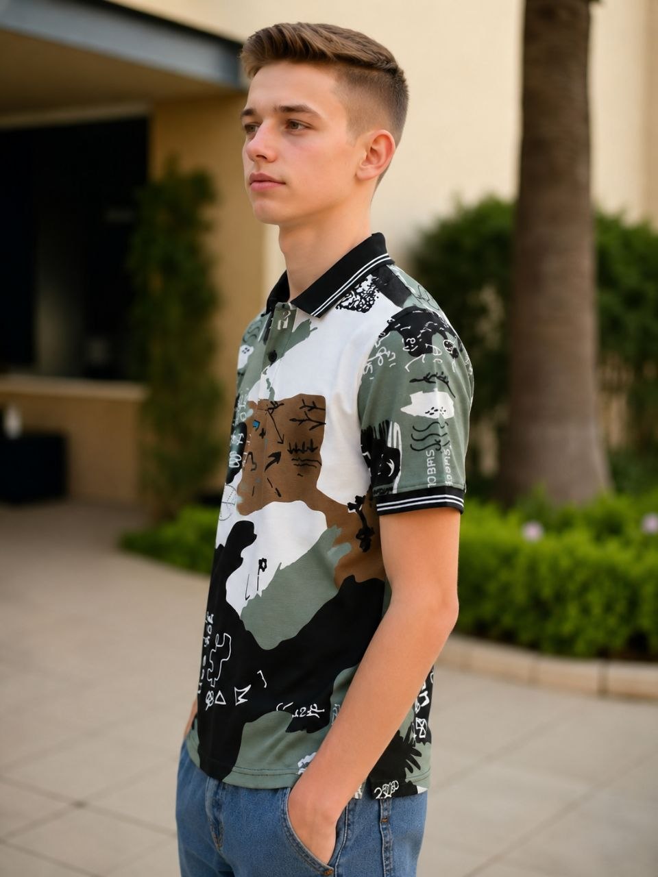 T-SHIRT  :-   TITLE:- Boys Polo T-Shirt with Ribbed Collar,Boys Short Sleeve Polo Neck T-Shirt,Boys Casual Polo T-Shirt,Boys Regular Fit Polo T-Shirt,Boys Printed Polo T-Shirt