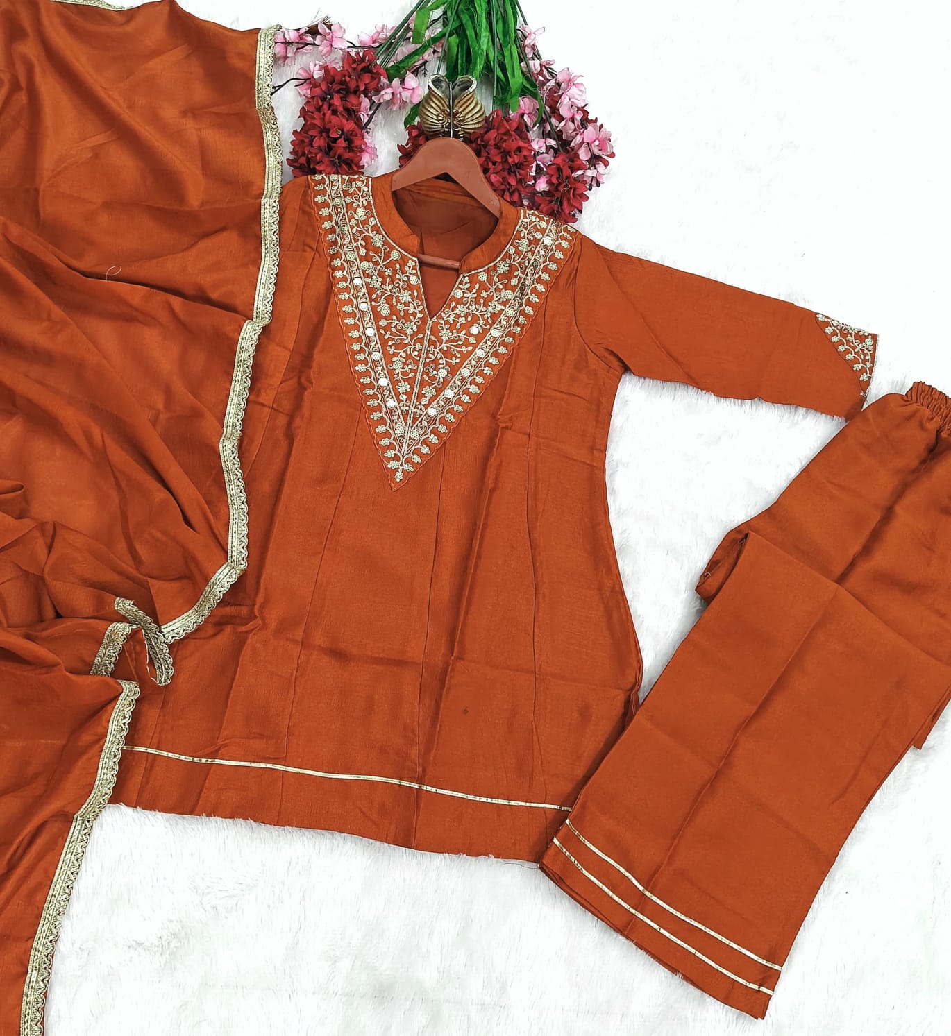 New Arrival Exclusive Eid Special Collection  Design Code:- GB-2125  Product Details Jency: Short Kurti (Peplum) with plazo pant with Duppata