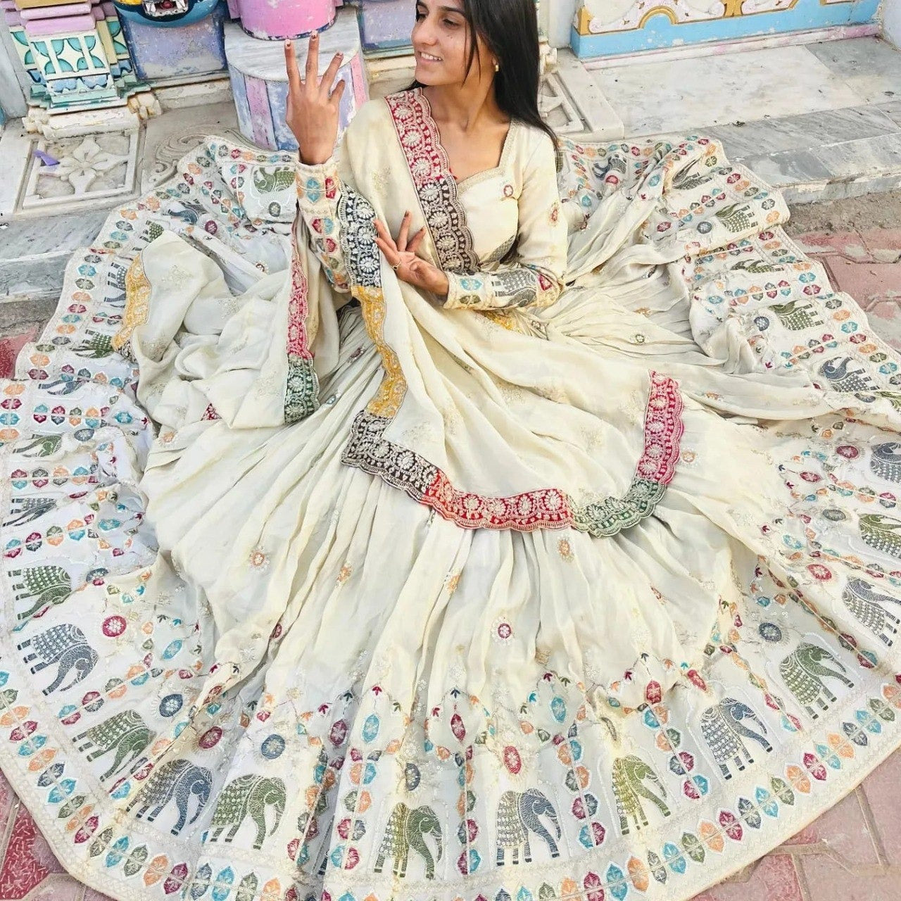New Lounching Digital Print Muslin Cotton Lehenga Choli 💫.  VC SERIES:- 287  Lehenga(Semi-stitched) Lehenga Fabric : Muslin Cotton