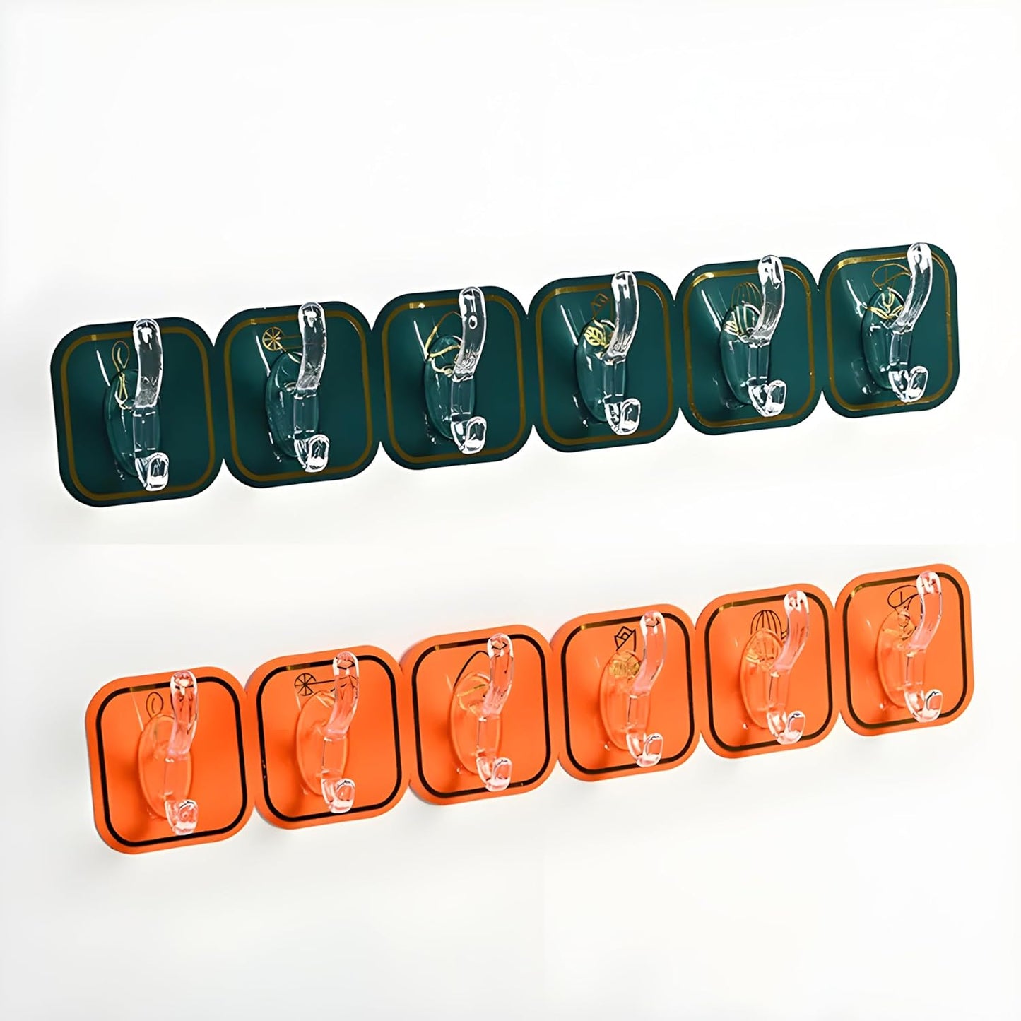 JIALTO Self Adhesive Magic Sticker Wall Hanger, Kitchen Hangers and Hooks, Durable Cloth Hanger Hooks for Wall Without Drilling, Ideal for Home Organization and Kitchen (Orange)