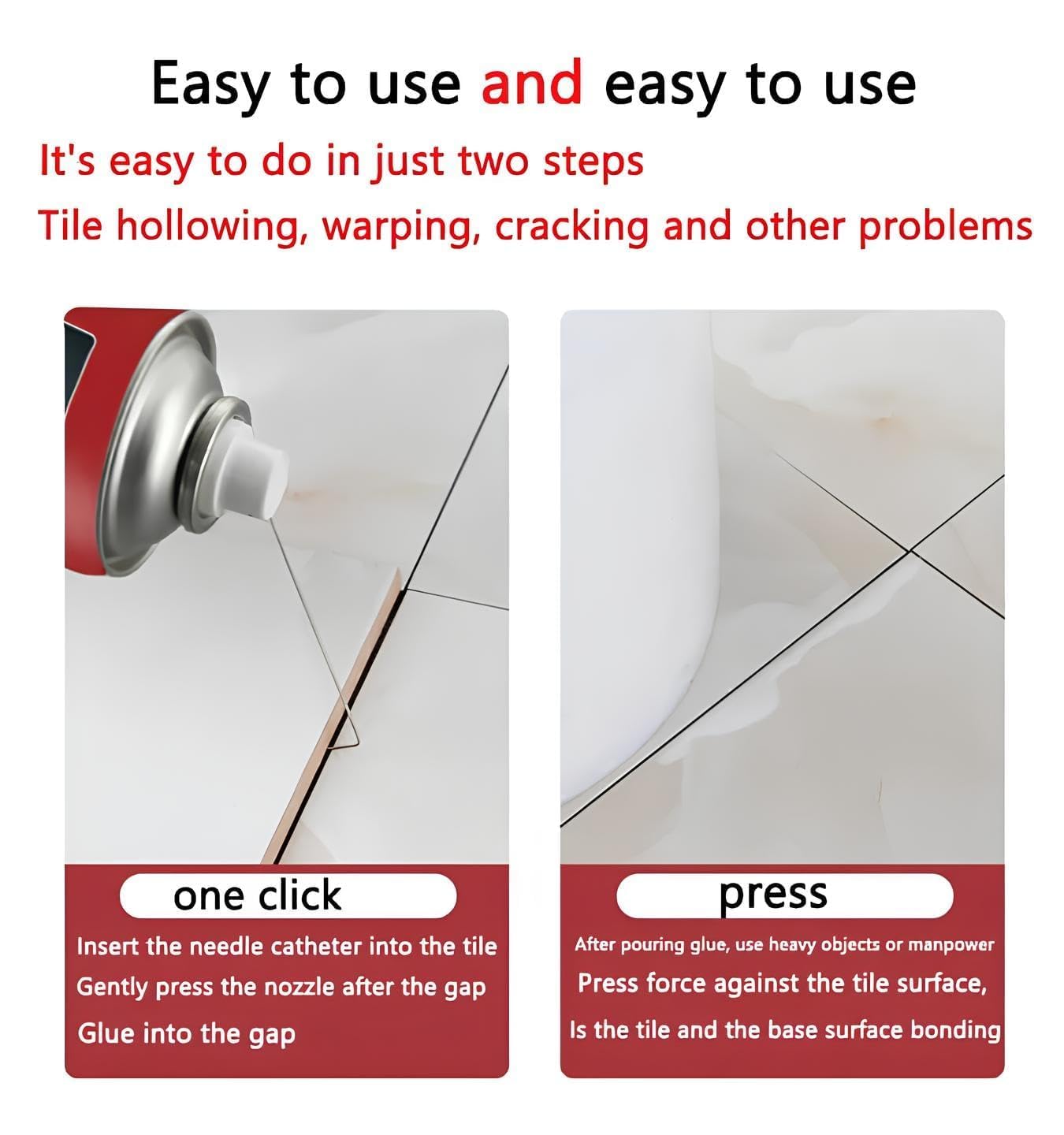 500ml Tile Adhesive Glue Tile repair sealant With needle design can go deep into the gap to repair loose floor tiles Waterproof Tiles Grout quick drying tile injection glue (1 pcs)