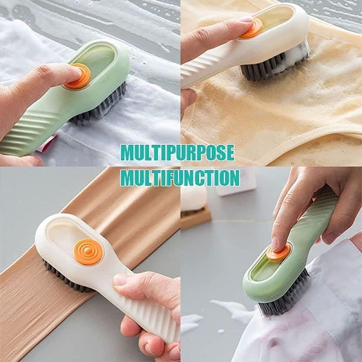 2 in 1 Brush Soap Dispensing Cleaning Brush with Handle Scrubbing Reusable Washing Shoe Brush for Shoes Clothes Cleaning